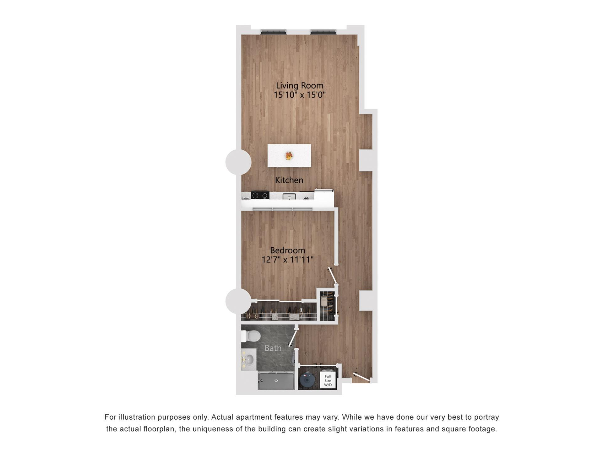 A.1 1 Bedroom, 1 Bathroom, 878 Sq. Ft. Floor Plan