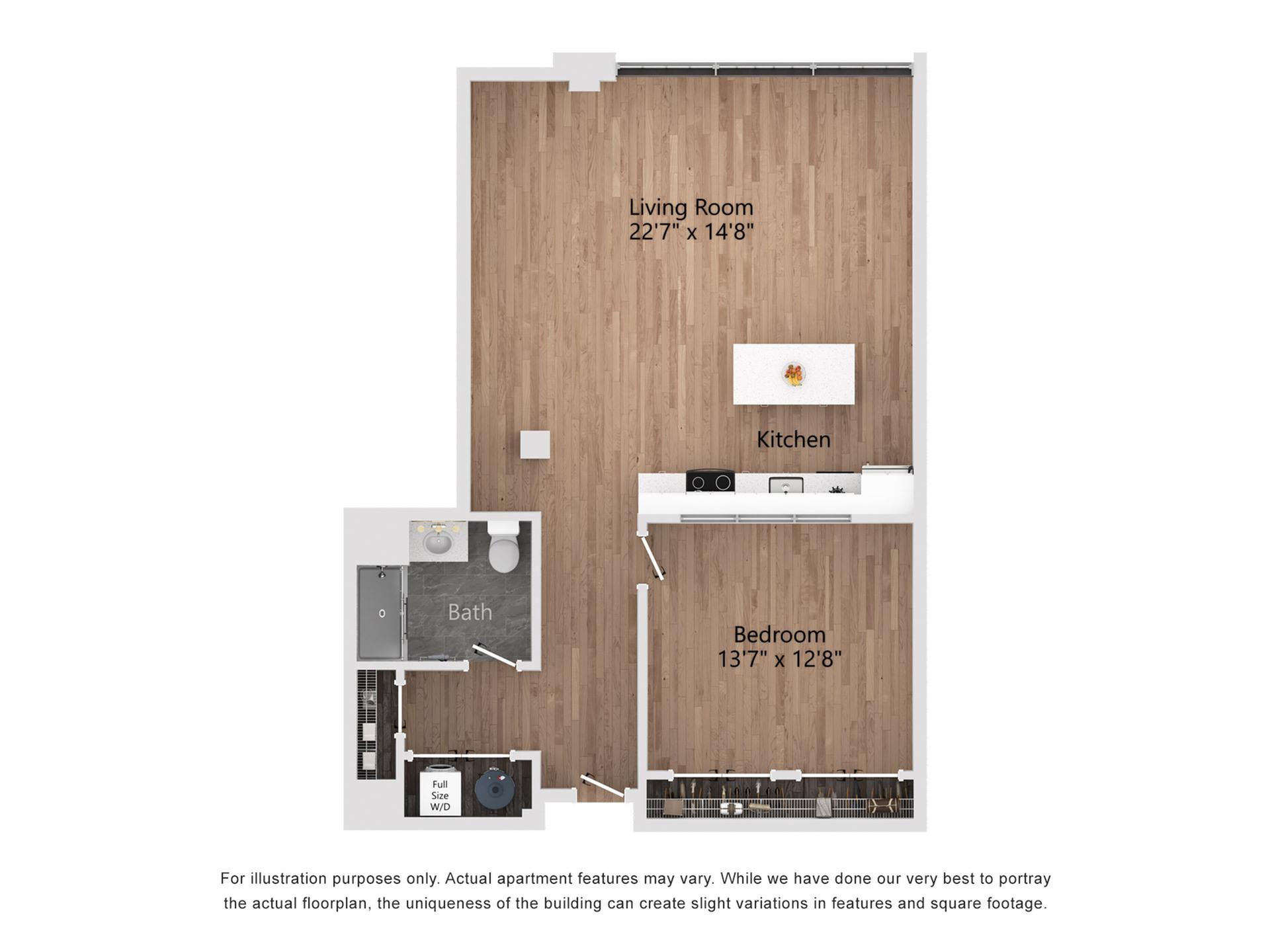 A10 1 Bedroom, 1 Bathroom, 961 Sq. Ft. Floor Plan