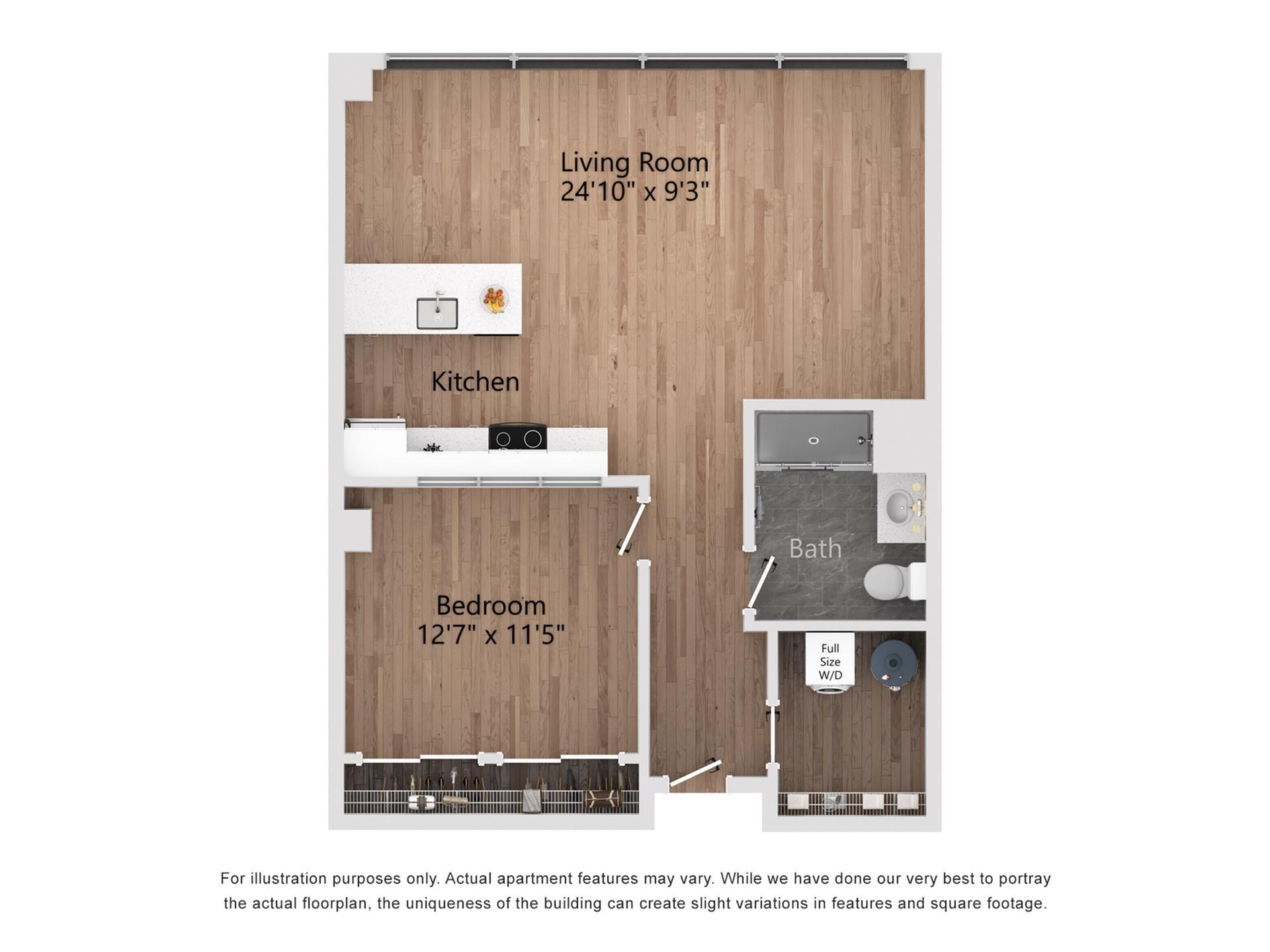 A11 1 Bedroom, 1 Bathroom, 816 Sq. Ft. Floor Plan
