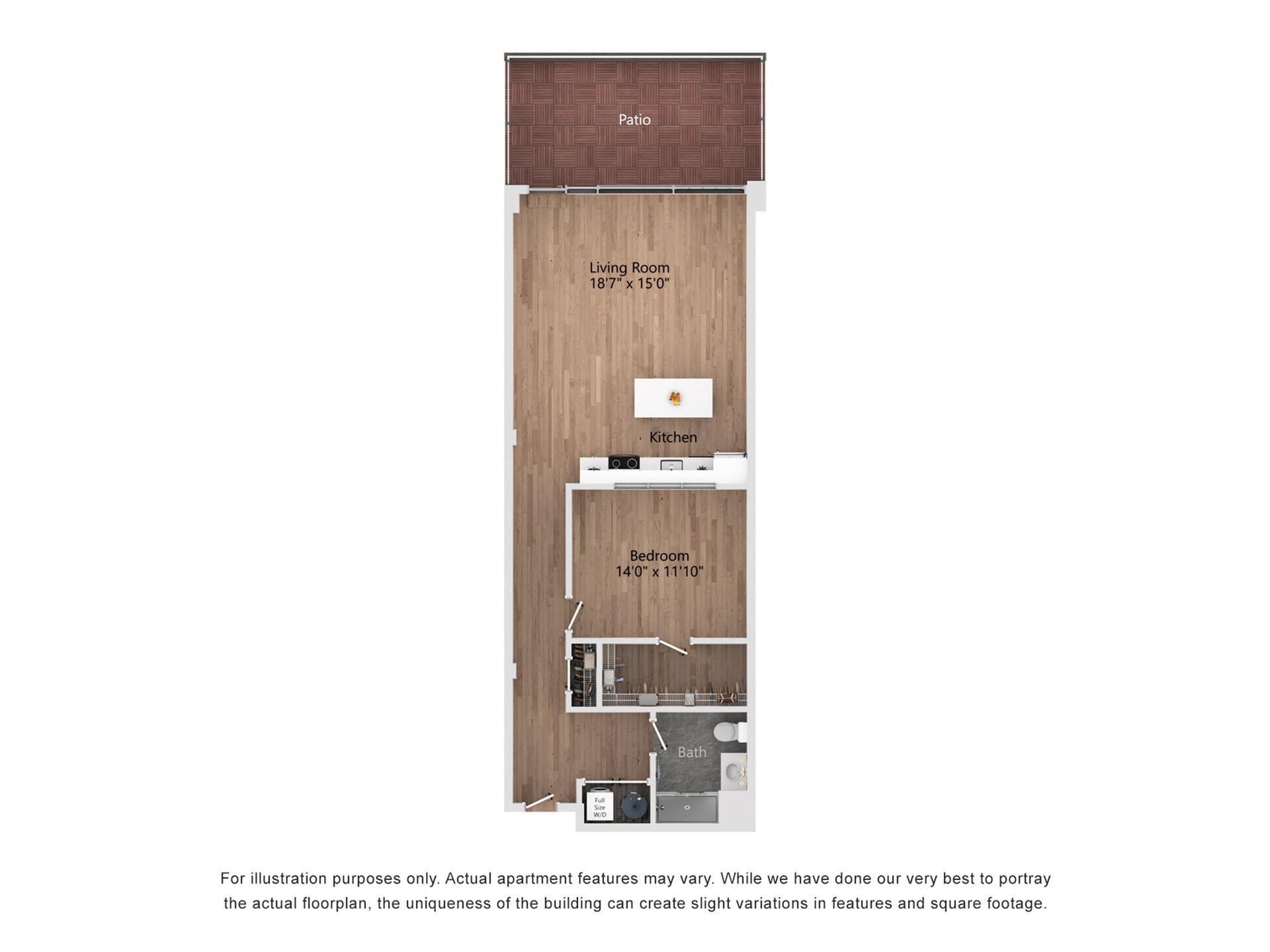 A_P 1 Bedroom, 1 Bathroom, 1003 Sq. Ft. Floor Plan
