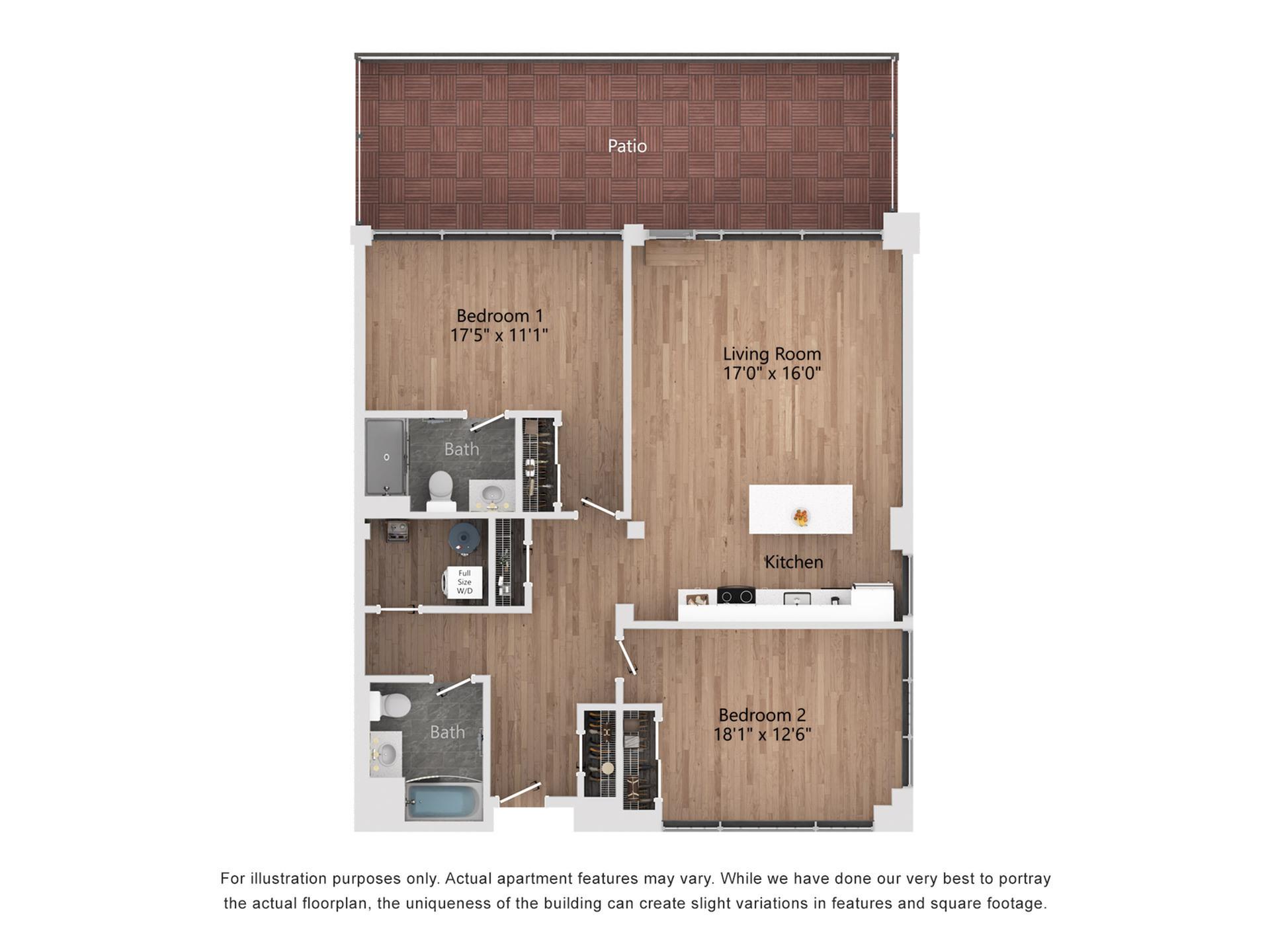 B10_P 2 Bedroom, 2 Bathroom, 1372 Sq. Ft. Floor Plan