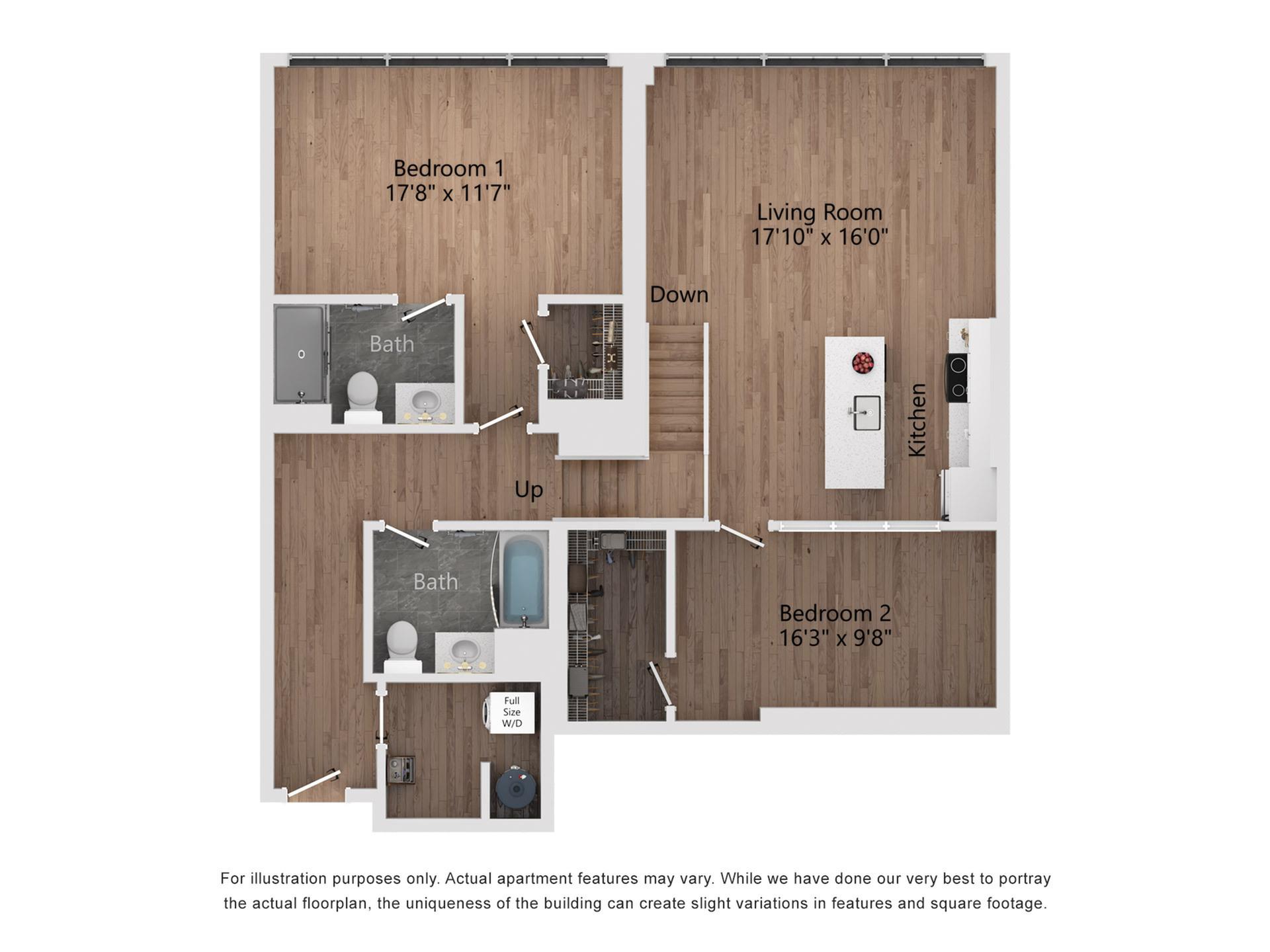 B14 2 Bedroom, 2 Bathroom, 1316 Sq. Ft. Floor Plan