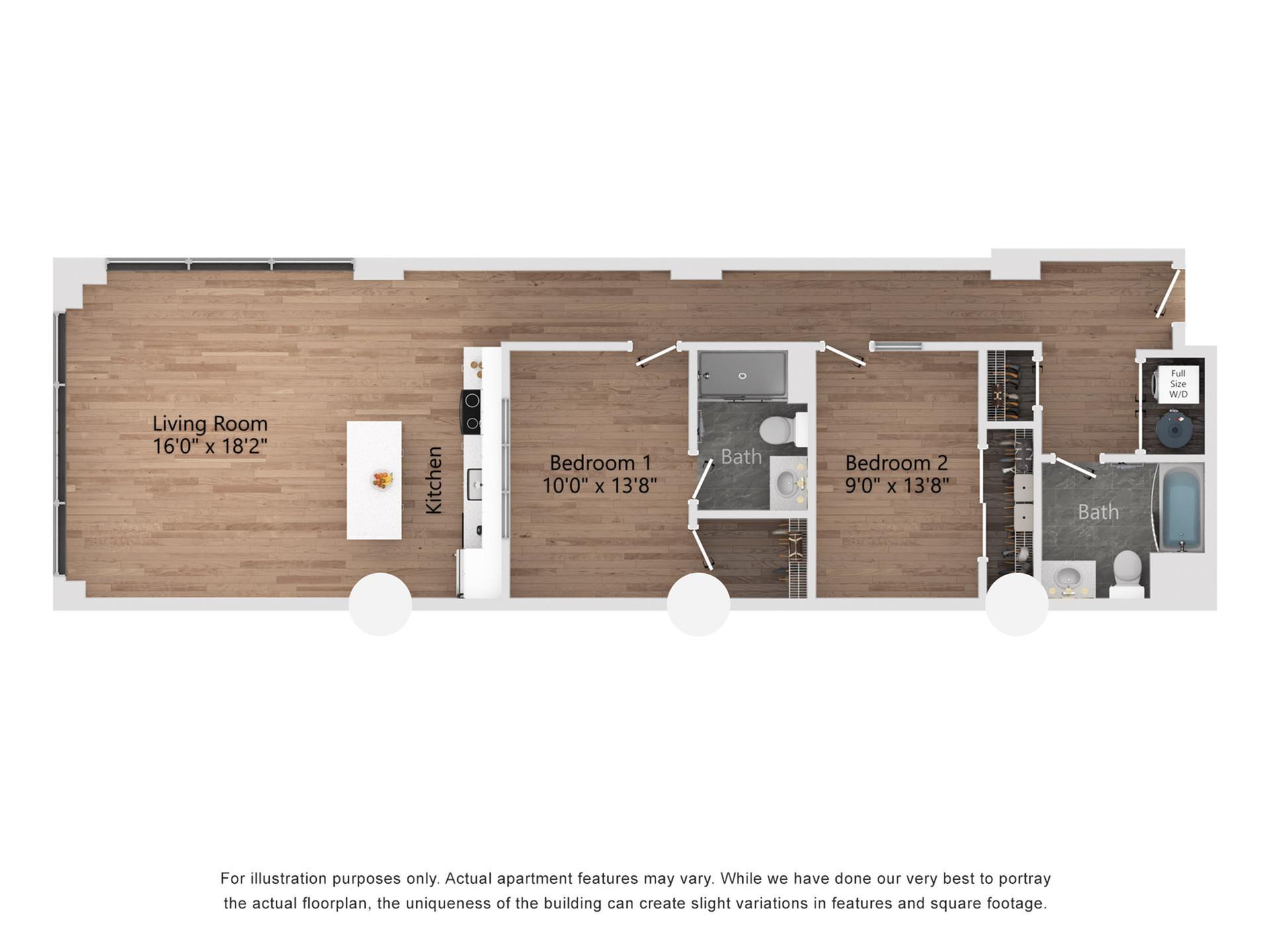 B9 2 Bedroom, 2 Bathroom, 1200 Sq. Ft. Floor Plan