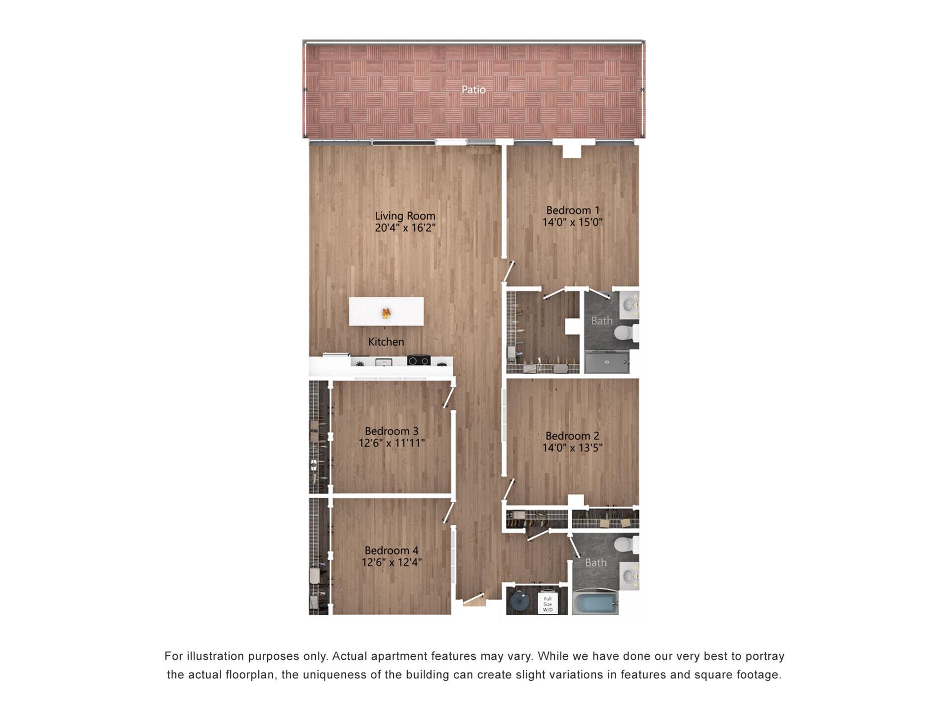 D_P 4 Bedroom, 2 Bathroom, 1843 Floor Plan