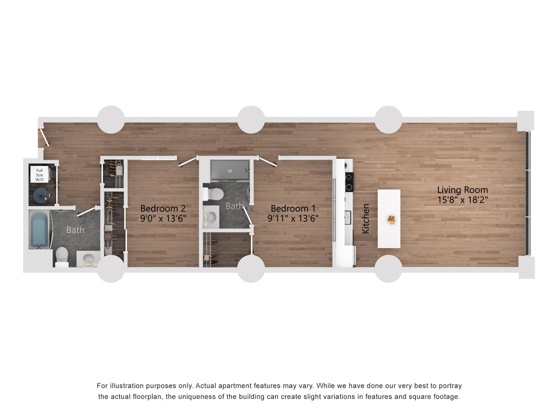 B19 2 Bedroom, 2 Bathroom, 1193 Sq. Ft. Floor Plan