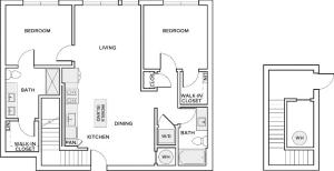 1,276 square foot two bedroom two bath floor plan image
