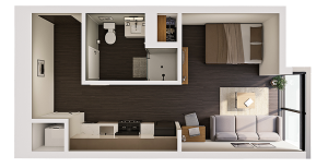 Studio B 3D Floor Plan Image