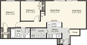 2 Bedroom - 1 Bath