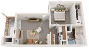 One Bedroom | One Bathroom | 550 sqft | Stackable Washer/Dryer Connections | Patio/Balcony w/Storage | Built-in Bookshelves | Fireplace in select units