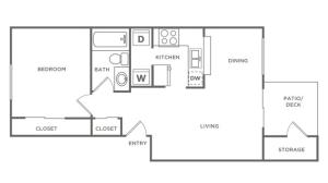 1 Bedroom 1 Bath | 692 sq. ft.