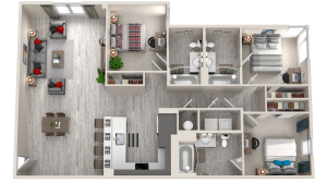 3 Bedroom, 3 Bathroom D.2 Floorplan