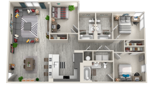 3 Bedroom, 3 Bathroom D.2 Floorplan