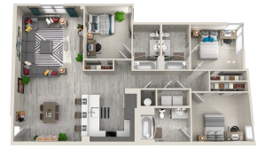 3 Bedroom, 3 Bathroom D Floorplan
