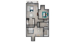 DLP Jonesboro B2 - 2 Bed 1 Bath 1100 Sq Ft 3D