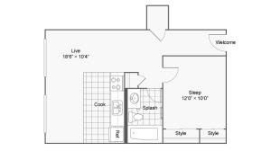1 Bdrm Floor Plan | 2 Bedroom Apartments Denver | Renew on Stout
