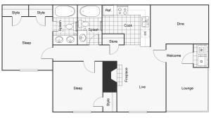 Floor Plan Layout | ReNew Fairmont Park Apartment Homes for Rent in Midland TX 79707