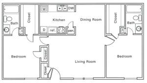 G Floor Plan | 2 Bedroom with 2 Bath | 1020 Square Feet | The Regatta | Apartment Homes