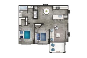 Two bedroom one bathroom floor plan