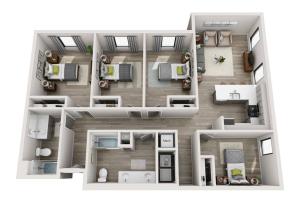 The 4 bedroom, 2 bathroom G floorplan is 1536 sq. ft.