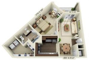 1 Bedroom | 1 Bath | 745 SF