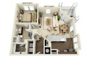 1 Bedroom | 1 Bath | 829 SF