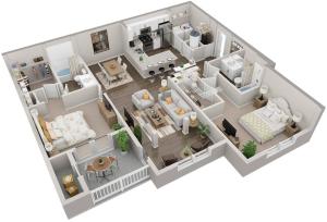 B1AG 2 bedroom 2 bathroom apartment with outside storage located at Lullwater at Jennings Mill in Athens, GA 30606