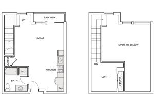625 square foot one bedroom one bath with loft apartment floorplan image