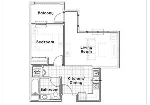 Sunflower floor plan - 600 square feet - 1 bed, 1bath