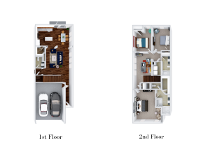 Redland Layout - 3 bedrooms, 2.5 bathrooms.