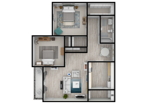 Jonesboro B1 - 2 Bed 1 Bath 950 SqFt 3D