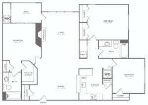 Three Bedroom Two Bath (1295 SF)