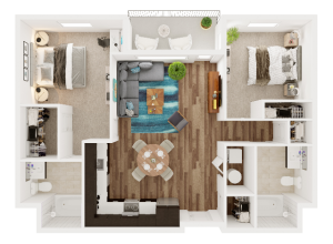 2 Bedroom 2 Bathroom E