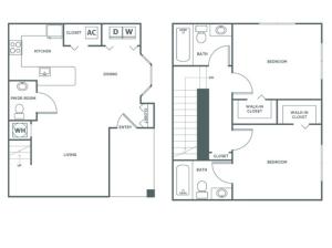 Two Bedroom Two and a Half Bath (1096 SF)