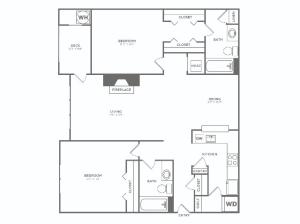 B3-RP | 2 bed 2 bath | 1167 sq ft