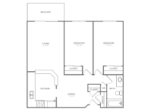 2 Bedroom 1 Bathroom B2 | from 1004 sq ft