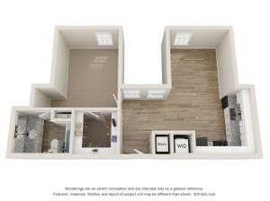 A3 1 Bedroom Floor Plan | Landmark Apartments | Apartments In Murfreesboro TN