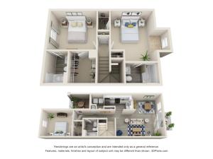 Biltmore floor plan with 3 bedrooms and 3 bathrooms