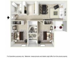 Scholar 2 bedrooms 2 bathrooms floor plan