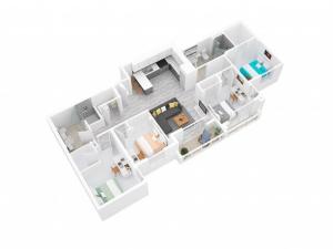 3D Floorplan depicts 4x2 Style A
