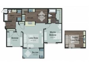2 bedroom 2 bathroom Balsam floor plan
