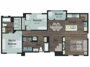 2 bedroom 2 bathroom Boxelder floor plan