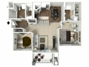 2 bed 2 bath Barbaroux floor plan