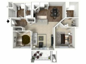 2 bed 2 bath Bellone Premier floor plan