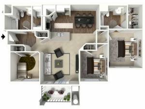 3 bed 2 bath Corvina Premier floor plan
