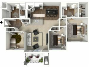 3 bed 2 bath Corvina floor plan