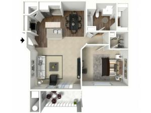 1 bedroom 1 bathroom Ashby Premier floor plan