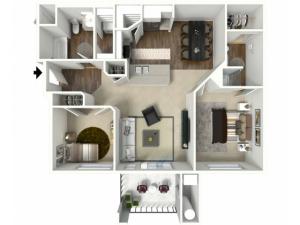 2 bedroom 2 bathroom Belfast Select 2 floor plan