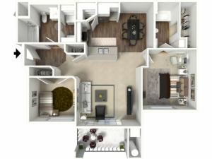2 bedroom 2 bathroom Bridgeport floor plan