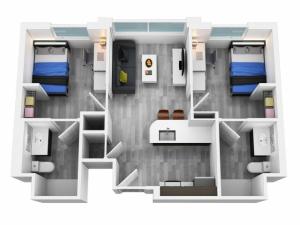 2 bedroom 2 bathroom floorplan