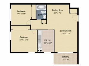 2 bedroom 1 bath